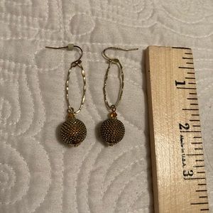 GOLD TONE “disco ball” dangle earrings